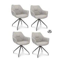 4 x Anna spisebordsstole med armlæn og returdrej - Zinc Grå stof