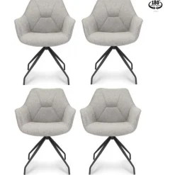 4 x Anna spisebordsstole med armlæn og returdrej - Zinc Grå stof