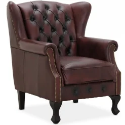 Aberdeen Liverpool Chesterfieldstol Okseblod ægte læder