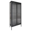 Adelaide Vitrineskab - Vitrineskab i sort med riflet glasdør 35x80x180 cm