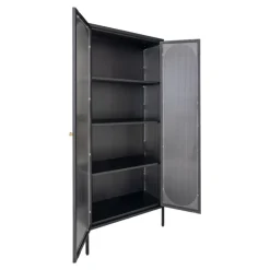 Adelaide Vitrineskab - Vitrineskab i sort med riflet glasdør 35x80x180 cm