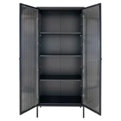 Adelaide Vitrineskab - Vitrineskab i sort med riflet glasdør 35x80x180 cm