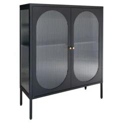 Adelaide Vitrineskab - Vitrineskab i sort med riflet glasdør 35x90x110 cm