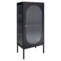 Adelaide Vitrineskab - Vitrineskab i sort med riflet glasdør 35x50x110 cm