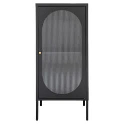 Adelaide Vitrineskab - Vitrineskab i sort med riflet glasdør 35x50x110 cm