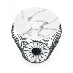 ADRIANNA sofabord, Hvid marmor, Sort