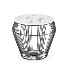 ADRIANNA sofabord, Hvid marmor, Sort