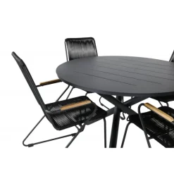 Alma Rund Loungesæt - Havemøbelsæt - Sort,Natur