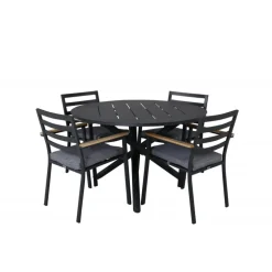 Alma Rund Spisestuesæt - Sort,Natur