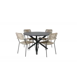Alma Rundt Loungesæt - Havemøbelsæt - Beige,Sort