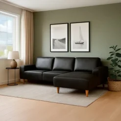 Almind læder chaiselongsofa højrevendt