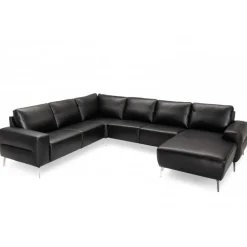 Almind læder hjørnesofa med chaiselong Højrevendt