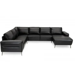 Almind læder hjørnesofa med chaiselong Højrevendt