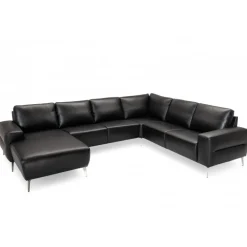 Almind læder hjørnesofa med chaiselong Venstrevendt