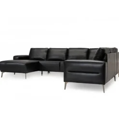 Almind læder hjørnesofa med chaiselong Venstrevendt