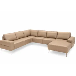 Almind læder hjørnesofa med chaiselong Højrevendt