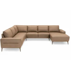 Almind læder hjørnesofa med chaiselong Højrevendt