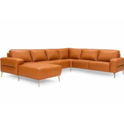 Almind læder hjørnesofa med chaiselong Venstrevendt