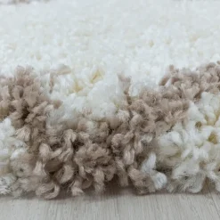 Alvor Rund Shaggy tæppe Geometrisk - Creme