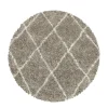 Alvor Rund Shaggy tæppe Geometrisk - Beige