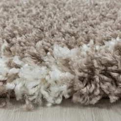 Alvor Rund Shaggy tæppe Geometrisk - Beige