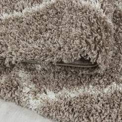 Alvor Rund Shaggy tæppe Geometrisk - Beige