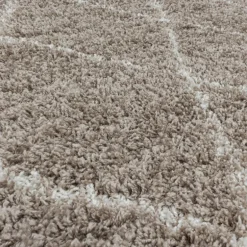 Alvor Rund Shaggy tæppe Geometrisk - Beige