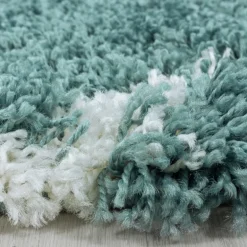 Alvor Rund Shaggy tæppe Geometrisk - Blå