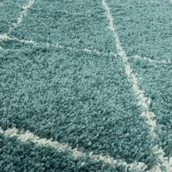 Alvor Rund Shaggy tæppe Geometrisk - Blå