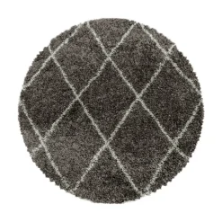 Alvor Rund Shaggy tæppe Geometrisk - Brun