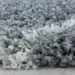 Alvor Rund Shaggy tæppe Geometrisk - Grå
