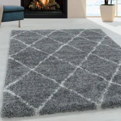 Alvor Shaggy tæppe Geometrisk - Grå