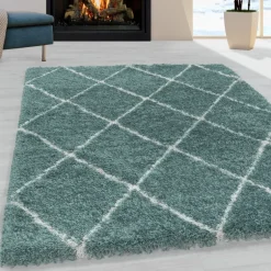 Alvor Shaggy tæppe Geometrisk - Blå