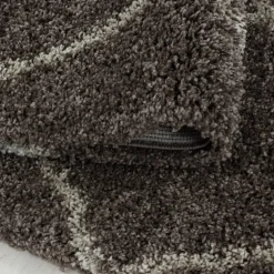 Alvor Shaggy Tæppeløber Geometrisk - Brun