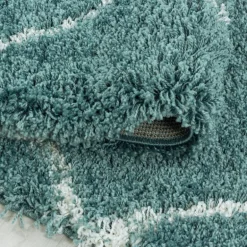 Alvor Shaggy Tæppeløber Geometrisk - Blå