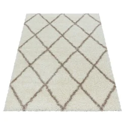 Alvor Shaggy Tæppeløber Geometrisk - Creme