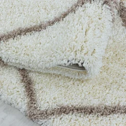 Alvor Shaggy Tæppeløber Geometrisk - Creme