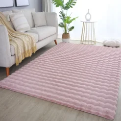 Ambiance Shaggy tæppe Ensfarvet - Rosa