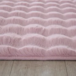 Ambiance Shaggy tæppe Ensfarvet - Rosa