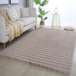 Ambiance Shaggy tæppe Ensfarvet - Beige