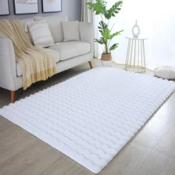 Ambiance Shaggy tæppe Ensfarvet - Hvid