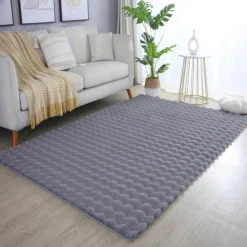 Ambiance Shaggy tæppe Ensfarvet - Grå