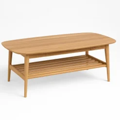 Anne rektangulær sofabord 130x70cm med skuffe og hylde - Eg oliebehandlet