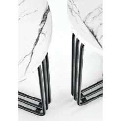 ANTICA M, c. bord Hvid marmor bordplade - Sort stel