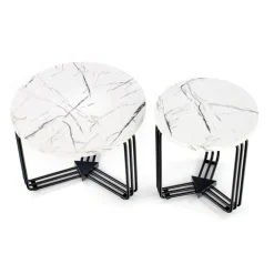 ANTICA M, c. bord Hvid marmor bordplade - Sort stel