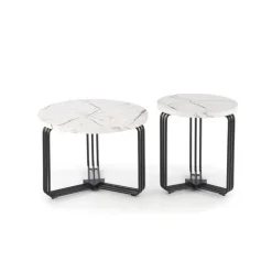 ANTICA M, c. bord Hvid marmor bordplade - Sort stel