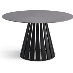 Arctic spisebord Ø130cm Grå Keramik i marmorlook med sort rund metal ben OUTLET