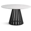 Arctic spisebord Ø130cm Hvid Keramik i marmorlook med sort rund metal ben OUTLET