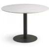 Arctic spisebord Ø110cm Hvid Keramik i marmorlook med sort rund metal ben
