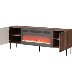 ART DECO TV bord EF warmia Valnød med Pejs